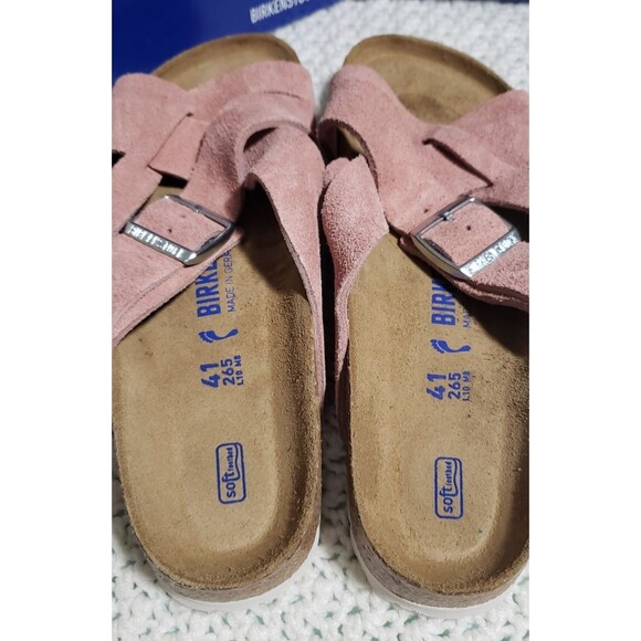 Birkenstock New w/ Box Lugano Pink Clay Suede Leather Soft Footbed Nar 41 US 10 - Picture 7 of 16